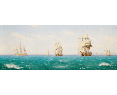 δ WILLIAM M BALL (BRITISH, 1923-2008) Frigates of the Red Squadron Signed 'William M Ball' (lower right) Watercolour 14 x 21¾