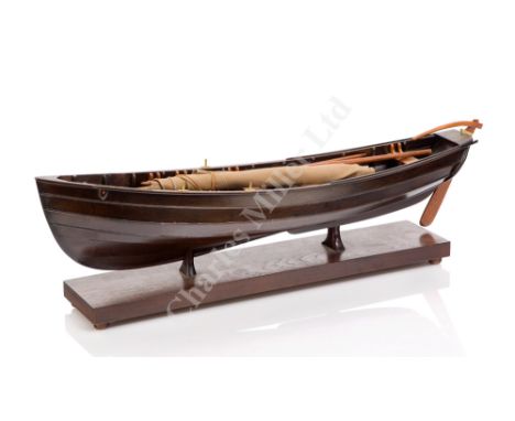 A 1:24 SCALE MODEL OF A NORTHUMBERLAND COBLE the clinker hull with stringers, seats, masts and furled sale, rudder with detac