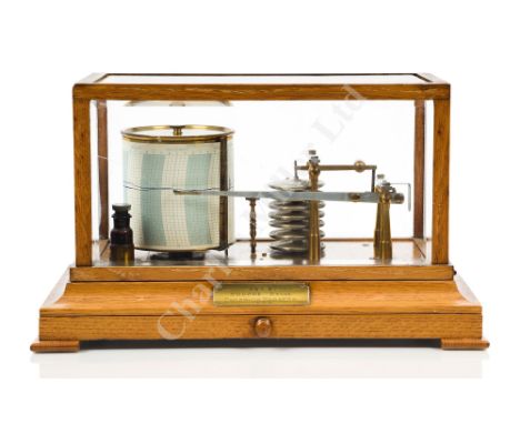 AN EIGHT-DAY RECORDING BAROGRAPH BY J.H. STEWARD, WON AS A PRIZE IN THE 1903 PLYMOUTH REGATTA the drum with clockwork motor s