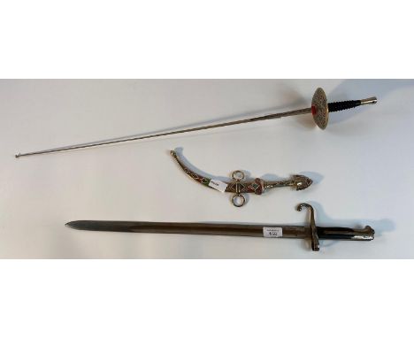 An Italian Vetterli bayonet model 1870, eastern dagger &amp; fencing sword 
