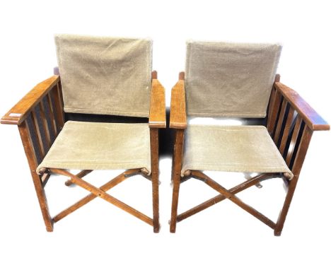 Two vintage folding directors style chairs. 