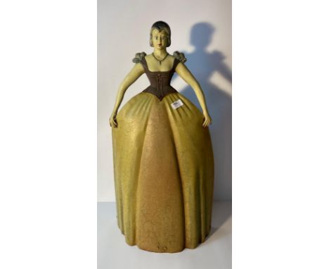 Art deco cast metal fire screen in the form of a lady [76cm] 