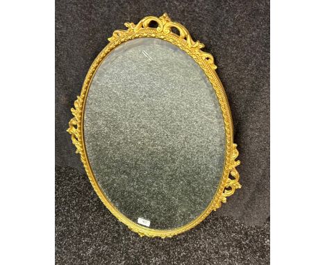 Vintage Gilt metal oval framed mirror [74x48cm]