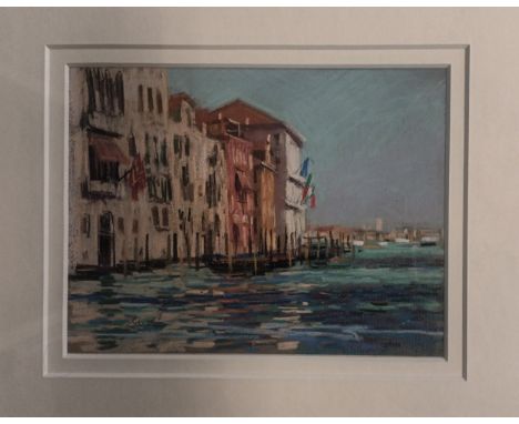 George Devlin RSW Pastel 'Flag Day, Grand Canal', signed. [Frame 50x58cm]