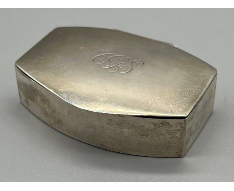 Swedish Silver snuff box produced by K. Anderson. Engraved with dated to underside 1869-1919. [1.8x6.2x4.5cm] 