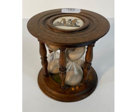 An antique Triple Sand Timer Egg Timer 3 4 6 Minute Timer Monogram "M" [13.5cm] 