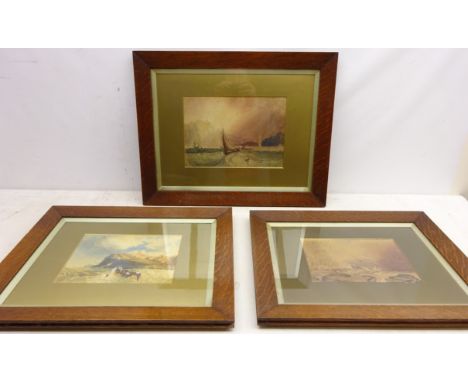 Off Whitby, two 19th century watercolours unsigned and Off Scarborough, 19th century watercolour signed C. H. M Sanders max 2