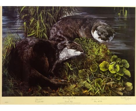 Bee the Otter and Mr Bee, limited edition colour print No.382/850 signed in pencil by Dorothea Hyde 44cm x 61cm Condition Rep