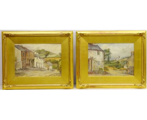 Village Scenes, pair of 19th/early 20th century watercolours signed C L Bancroft 24.5cm x 34.5cm and Portrait of a Girl with 
