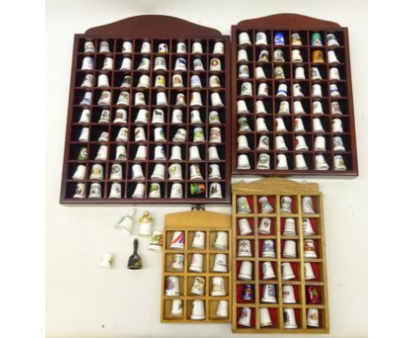 Collection of ceramic thimbles with four display stands Condition Report Click here for further images, condition, auction ti