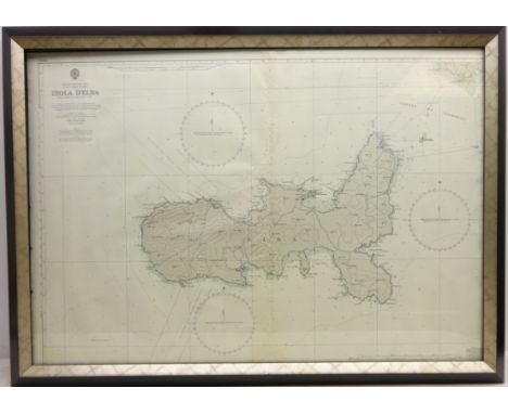 Hawthorn Leslie & Co. Blue Print for a Twin Screw Steamer, dated 30 Mar 1908 & a 1:50000 scale map of Isola D'Elba, from the 