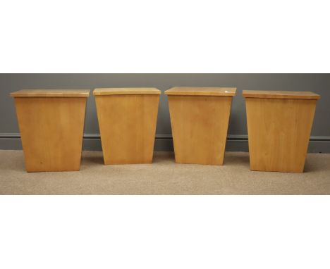 Four light wood tapering lamp table/storage boxes, removable lid, W40cm, H47cm, D40cm Condition Report Click here for further