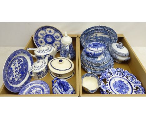 The Victorian Pottery butter dish, Masons for Ringtons teapot and hot water pot, Midwinter 'Landscape' pattern dinner ware an