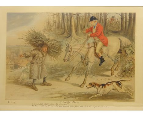 Hunting - 'A Capital Finish', 19th century coloured lithograph with text after John Leech (British 1817-1864), pub. Thomas Ag