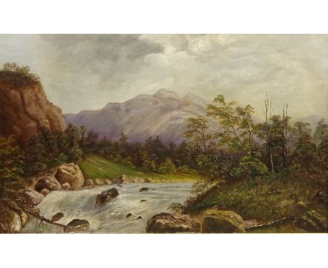 Mountainous and Stream Landscape, oil on canvas signed and dated 1933 by J. R Smith 40cm x 65cm Condition Report Click here f