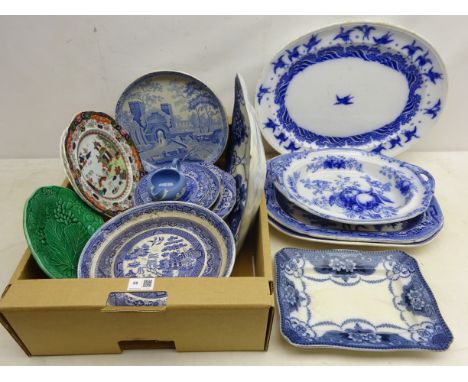 19th century Spode blue and white dish decorated in the 'Castle' pattern, other Spode, 19th century Masons plate, 19th centur