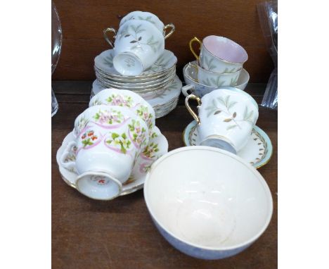 China tea ware including Royal Crown Derby, Wedgwood, Royal Albert, etc.