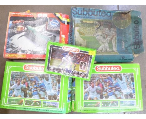 Three boxes of Subbuteo and Subbuteo cricket edition, a/f, and a Hornby turntable