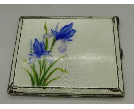 A silver and guilloche enamel cigarette case, Birmingham 1947, a/f