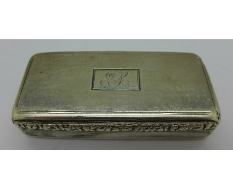 A Victorian silver snuff box, Birmingham 1839, William Simpson, repaired