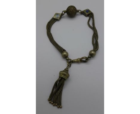 A white metal and enamel Albertina chain