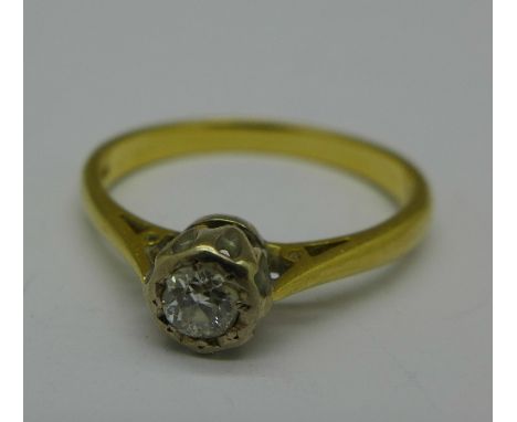 An 18ct gold and diamond solitaire ring, 4.5g, V