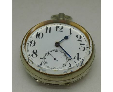 A goliath pocket watch, enamel dial, lacking stem