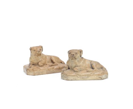 Two London stoneware models of the pug dog 'Trump', dated 1815 and 1816by William Murray after the lost terracotta by Roubili