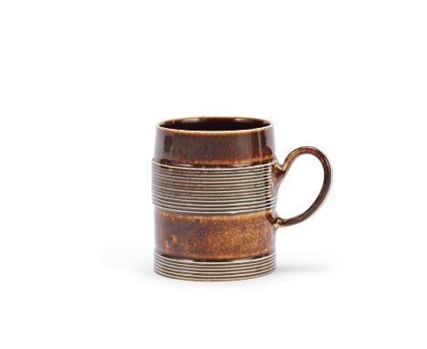 A Nottingham saltglaze stoneware small mug or capuchine, circa 1700Possibly by James Morley, the cylindrical form with a slig