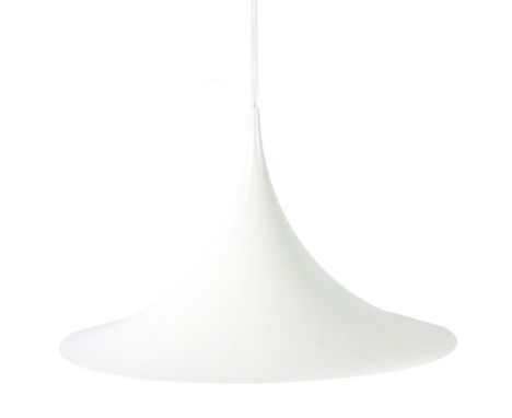 A 1970's Danish white ceiling light of trumpet form