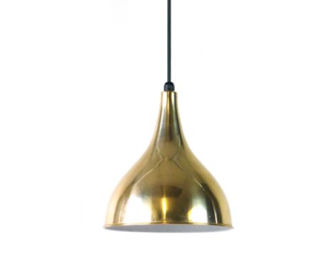 A small 1970's brass coloured ceiling light of trumpet form CONDITION REPORT: Working order unknown, knocks