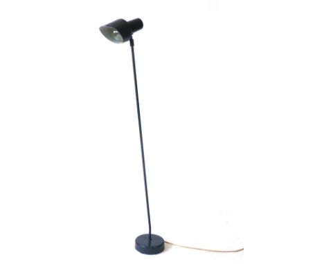 A 1970's tole standard lamp, the adjustable shade on a single shaft CONDITION REPORT: Working order unknown, lead cut, knocks