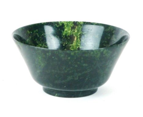 A modern spinach green jade bowl, probably Chinese, d. 11 cm CONDITION REPORT: Good