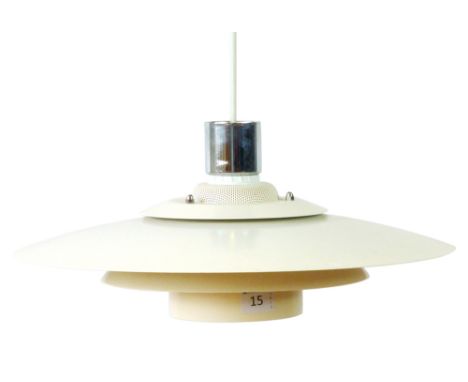 A 1970's Danish three tier ceiling light in white