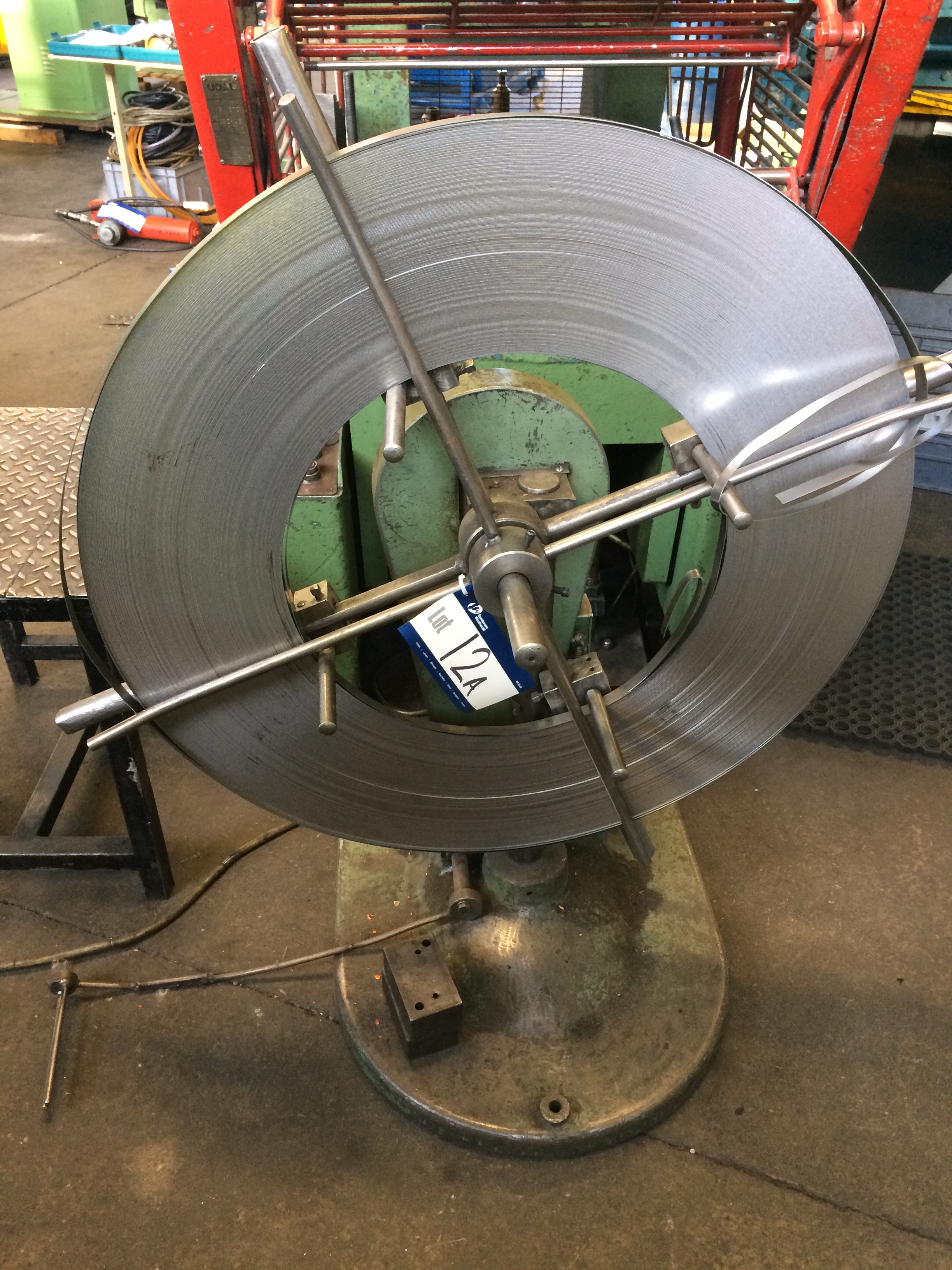 Coil Unwind Stand c/w Reel of Steel Strip