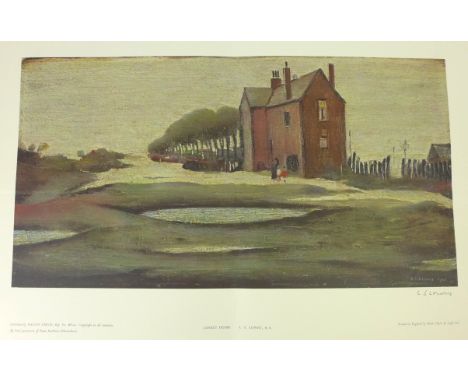 Laurence Stephen Lowry, RBA, RA (British, 1887-1976) - 'Lonely House'Pencil signed print, 26x49cm, unframed 