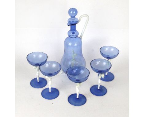 Istvan Komaromy Art Deco six piece glass drinking setComprising decanter with blown figure to the inside, height 24cm, five g