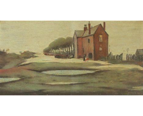 Laurence Stephen Lowry, RBA, RA (British, 1887-1976) - 'Lonely House'Pencil signed print, 26x49cm, unframed 
