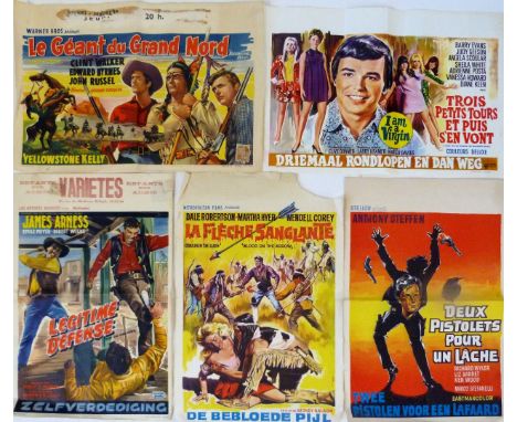 Five Belgium Movie Posters14 x 21inch. Includes The 1956 movie 'Legitime Defense' (Gun the Man Down) Portrait with Matt finis