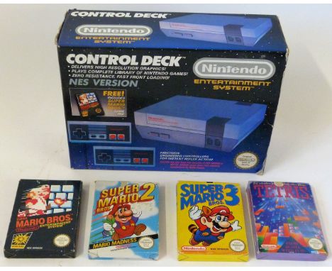 Nintendo Entertainment SystemThe NES 8-bit Home Video Games Console developed and manufactured by Nintendo. Model NESE-001 wi