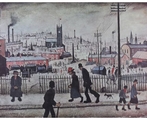 Laurence Stephen Lowry, RBA, RA (British, 1887-1976) 'View of a Town'Pencil signed print with artist blind stamp, 46x54cm, in