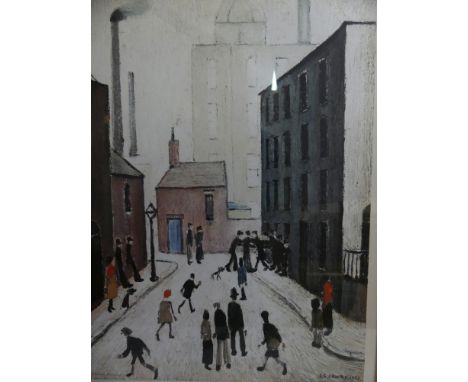 Laurence Stephen Lowry, RBA, RA (British, 1887-1976) - 'Industrial Scene'Pencil signed print, with artist blind stamp, 40x28c