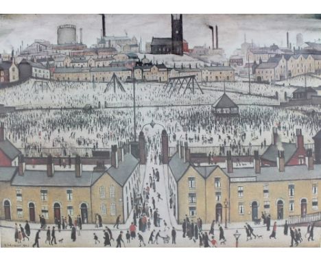 LAURENCE STEPHEN LOWRY RBA RA (1887-1976); a signed limited edition print, 'Britain at Play', signed in pencil lower right wi