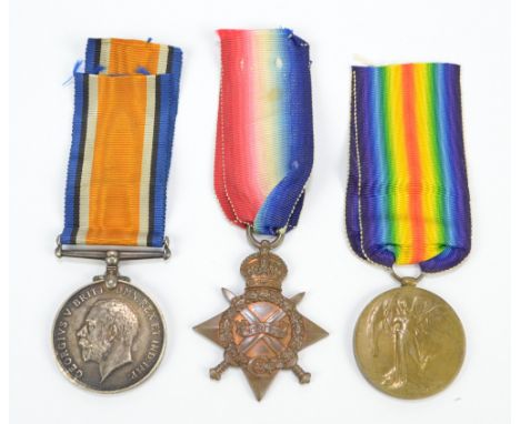 A WWI medal trio awarded to 3239 Pte. W. H. Preece of the Gordon Highlanders, with photocopied National Archive paperwork of 