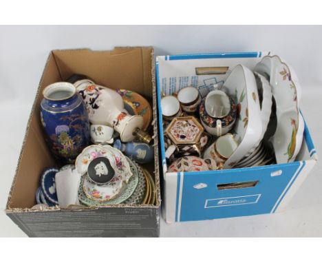 A group of ceramics to include Royal Worcester 'Evesham' serving plates, a Mason's baluster lamp base, a Carlton Ware vase (a