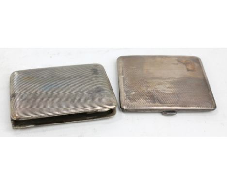 WT TOGHILL & CO; a George V hallmarked silver engine turned decorated cigarette case with vacant cartouche to one corner, Bir