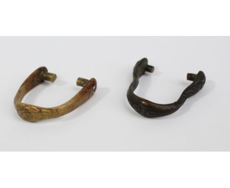 Two Japanese sarute or tassel loops for Army shin-guntō or naval kai-guntō, one with clasped hands motif to loop, and the oth