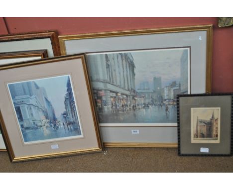 ROBERT 'BOB' RICHARDSON (born 1938); signed limited edition colour print, rainy street scene, number 202/500, 37 x 49cm, fram