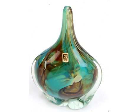 A Mdina glass flat bottle vase, height 21cm. CONDITION REPORT: Light surface scratches and wear.