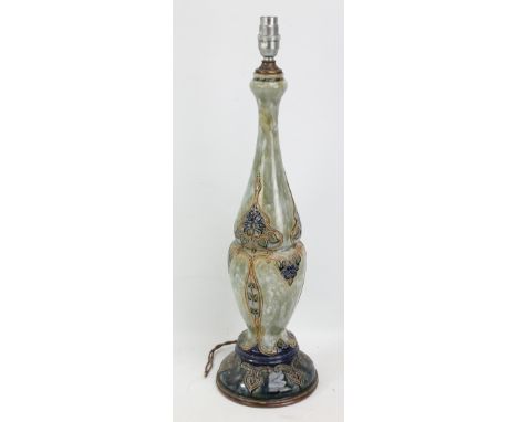 A large Royal Doulton stoneware lamp base with Art Nouveau stylised floral decoration, height including fitment 58cm. CONDITI